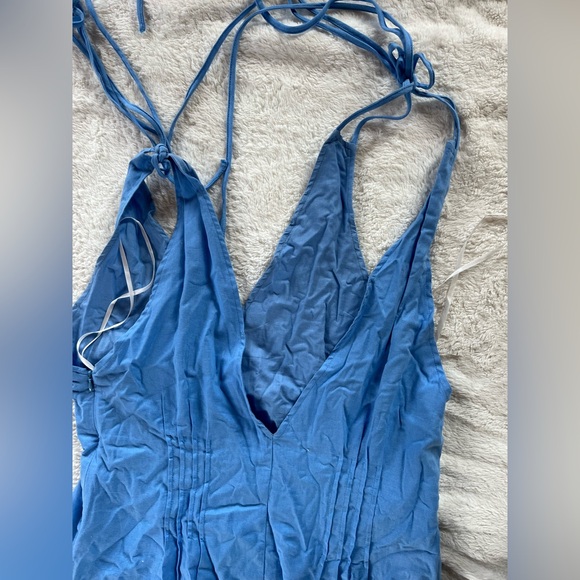 Petal & Pup Lainey Tie Strap Cotton & Linen Maxi Dress - Picture 3 of 8